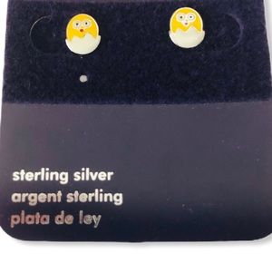 925 Sterling Silver Enamel Chick 🐣 Eggshell Studs